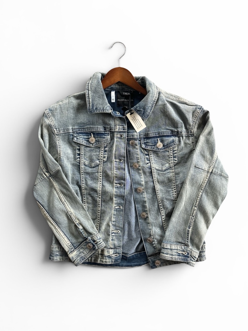 Silver Jeans Jacket Evelyn Light Wash Denim NWT Medium Size 10 / 12